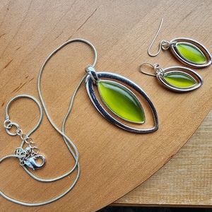 Costume earrings and necklace.